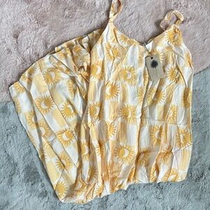 Label of love yellow sun and moon pattern maxi dress